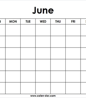 june, Blank Calendar and Month of June