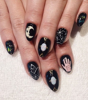 aestheric, beauty and black nails