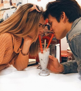 shake, couple and girl