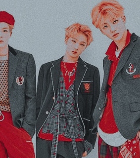 kpop, twitter header and red and grey
