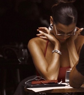 jewellery, cafe and brunette hair