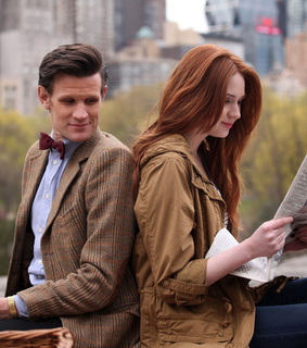 matt smith, doctor who and karen gillan