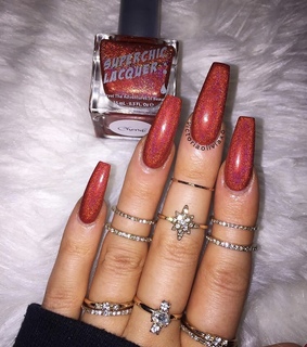 manicure ideas, red glitter manicure and red glitter nails