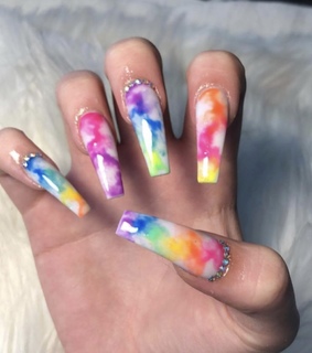 nails, coffin shaped and polish