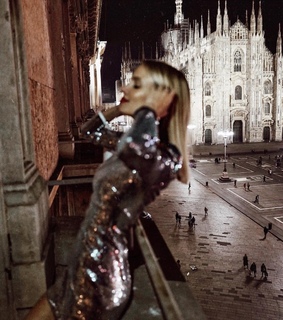 milan, gown and sequins