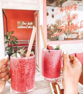 shake, smoothie and food