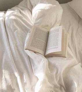 aesthetic, white sheets and book