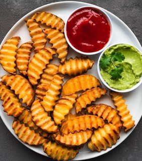 ketchup, chips and fries