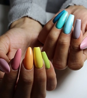 beauty, rainbow acrylics and nails