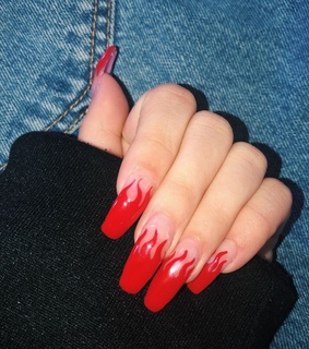 flame nails, manicure and kylie jenner nails