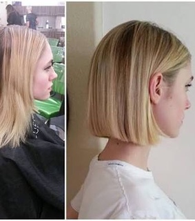 chin length, blonde and short bob