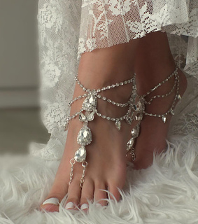 anklet bracelet, crystal bracelet and beach wedding