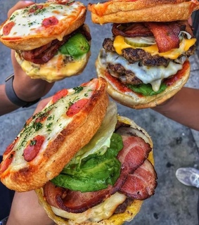 junk food, bacon and fries