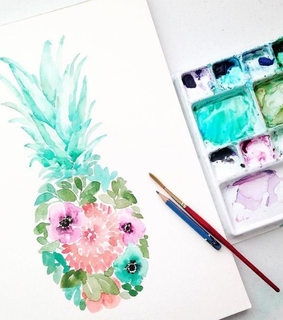 ananas, watercolor and art