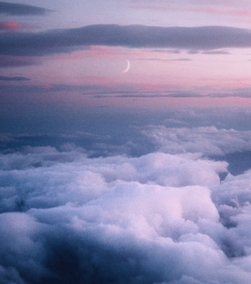 clear sky, moon and pink