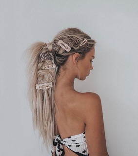 beach waves, romper and side braid