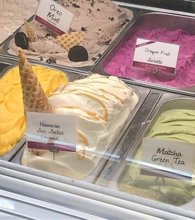 dragon fruit, matcha green tea and matcha ice cream