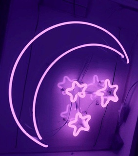 dark purple, din lil meow and stars