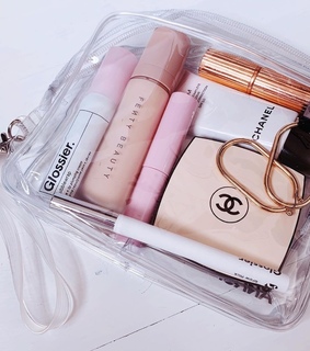 clear, fenty beauty and clear pouch