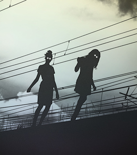 horror, train and eyes