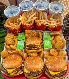 chicken nuggets, cola and hamburger