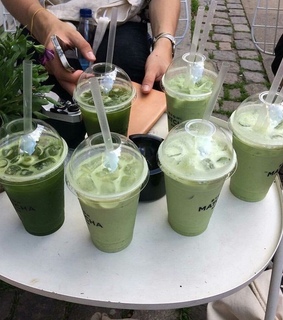 iced coffee, matcha tea and matcha