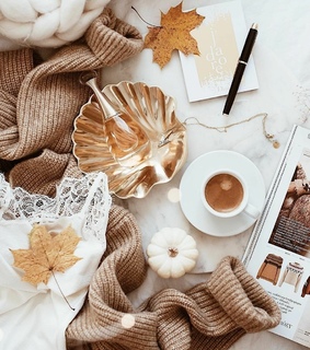fall, autumn atmosphere and cup of tea