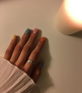 tattoo, colorful nails and tattoos