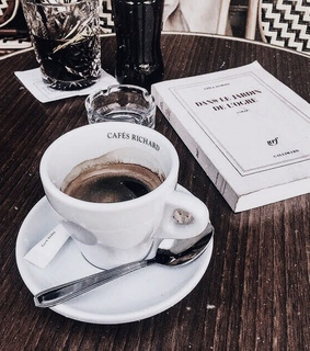 drinking, but first coffee and book and coffee