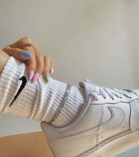 outfit, nike socks and pastel colors