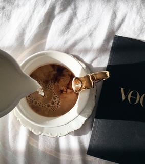 salted caramel, coffee with milk and cup