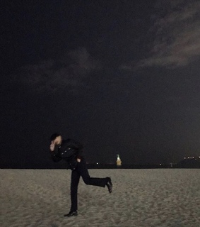 night, city and ocean