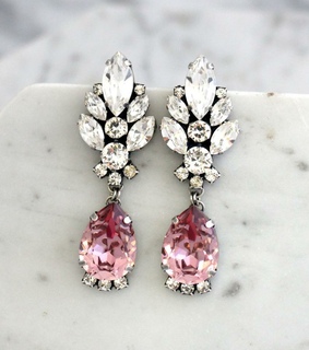 blush earrings, chandelier earrings and long earrings