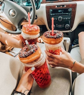 sweet food, donut and cold drinks