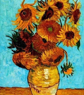 blue, sunflowers and photo