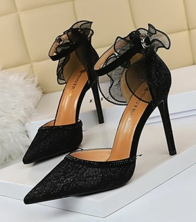 stiletto heels, ankle strap and Lace Flower
