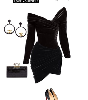 elegant outfit, combyne and black dress