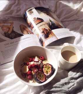 coconut, raspberries and bed sheets