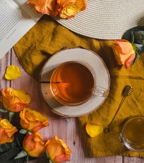 yellow, tea and flowers