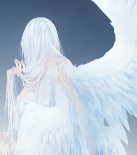 blue and white, girl illustration and art