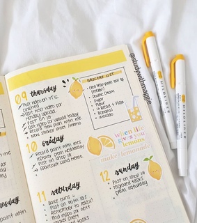 plans, bullet journal and lemons