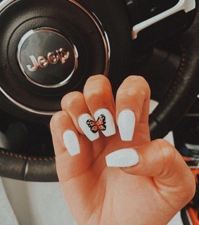 butterfly, white nails and aesthetic