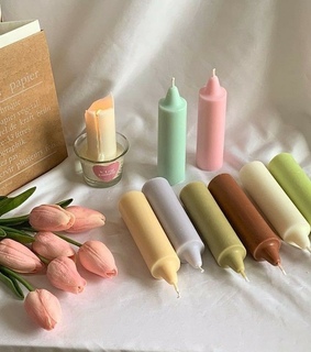 plants, candles and pink tulips