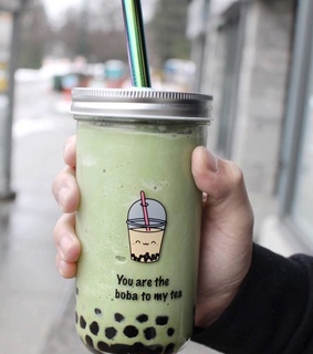 matcha, sweet and boba tea