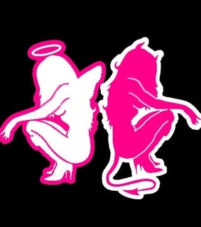 devil, hot pink and silhouette
