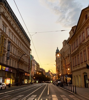 prague, autumn and sunrise