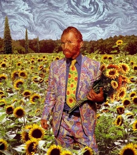 sunflowers, paint and painter