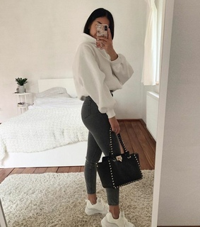 sneaker, handbag and hoodie