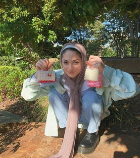 pretty, pink and sitting