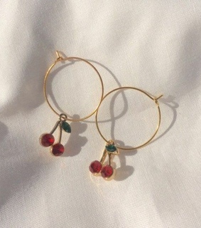 style, earrings and cherry